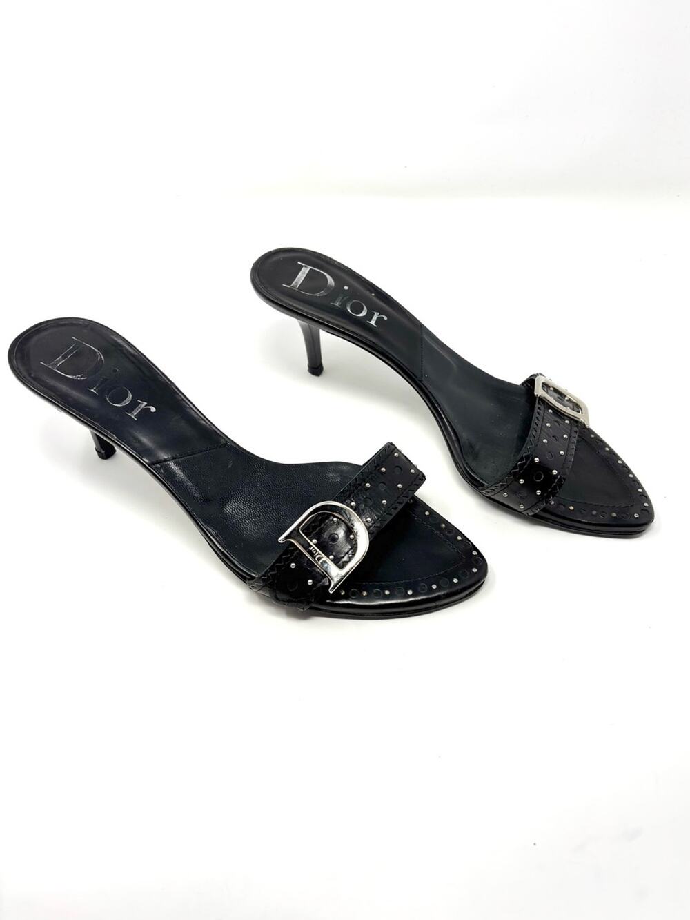 Christian Dior John Galliano D’Trick Vintage Y2K Studded Leather Kitten Heel